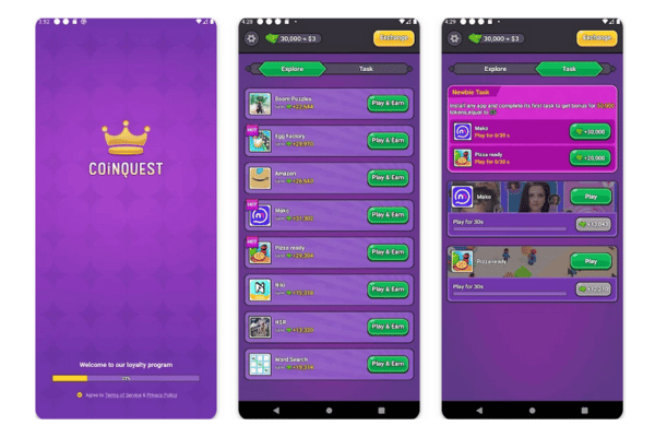 Capturas de tela do app CoinQuest