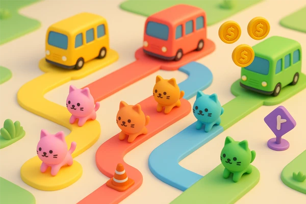 Ganhar Dinheiro Jogando com Kitty Sort Challenge (Bus Jam Cat)