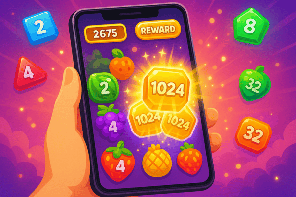 Joguinho para recompensas no celular: Fruit Merge